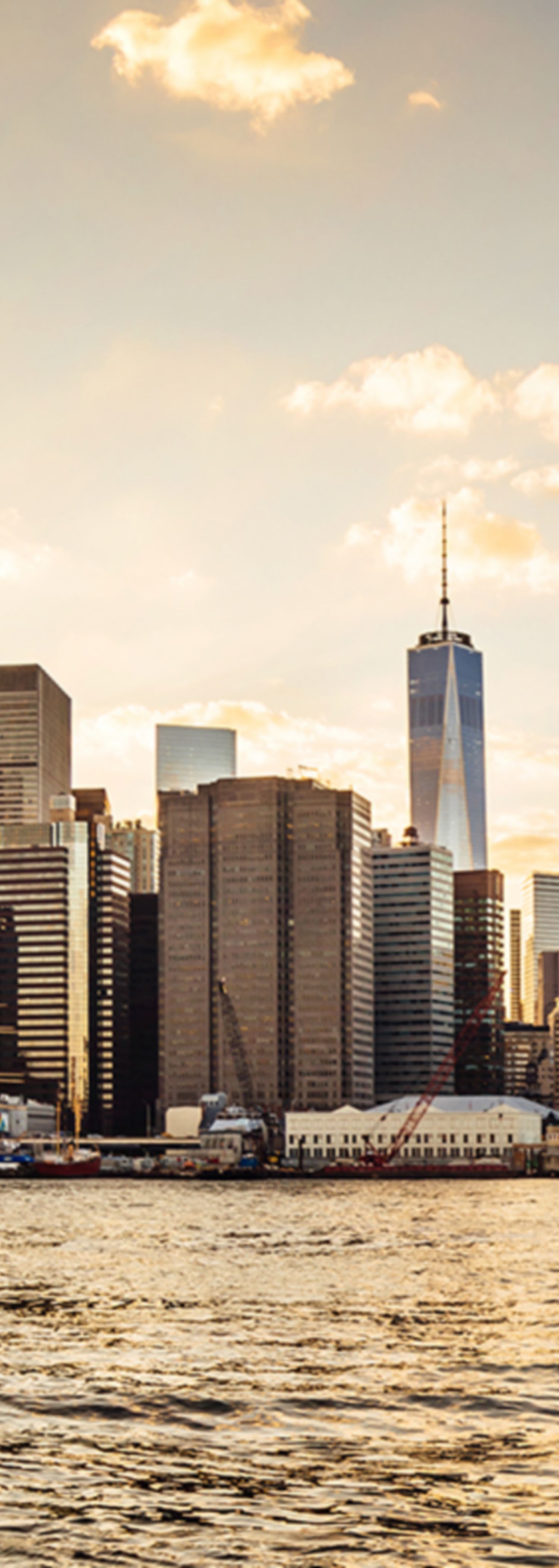 Manhattan skyline at sunset