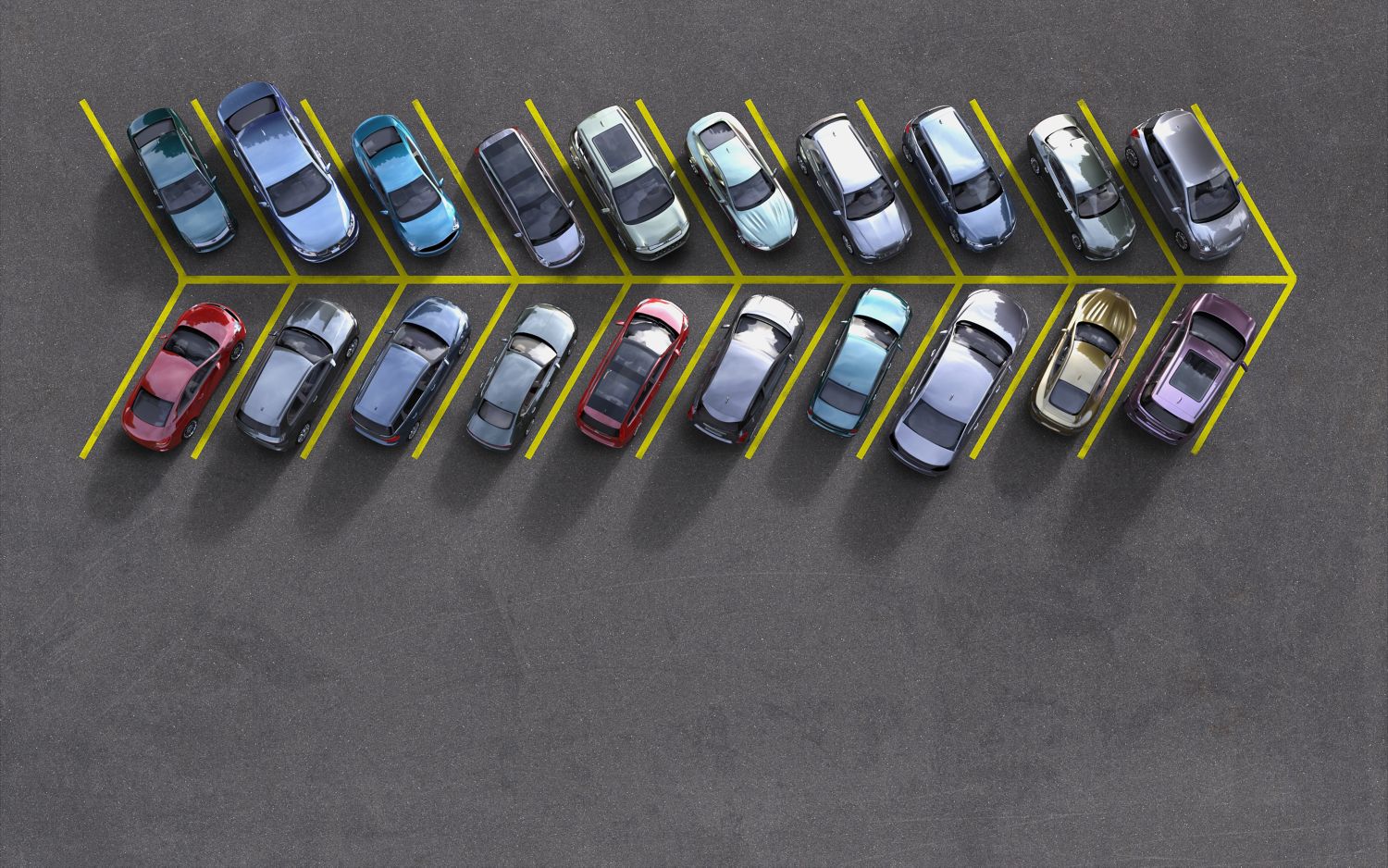 Cars in parking spaces