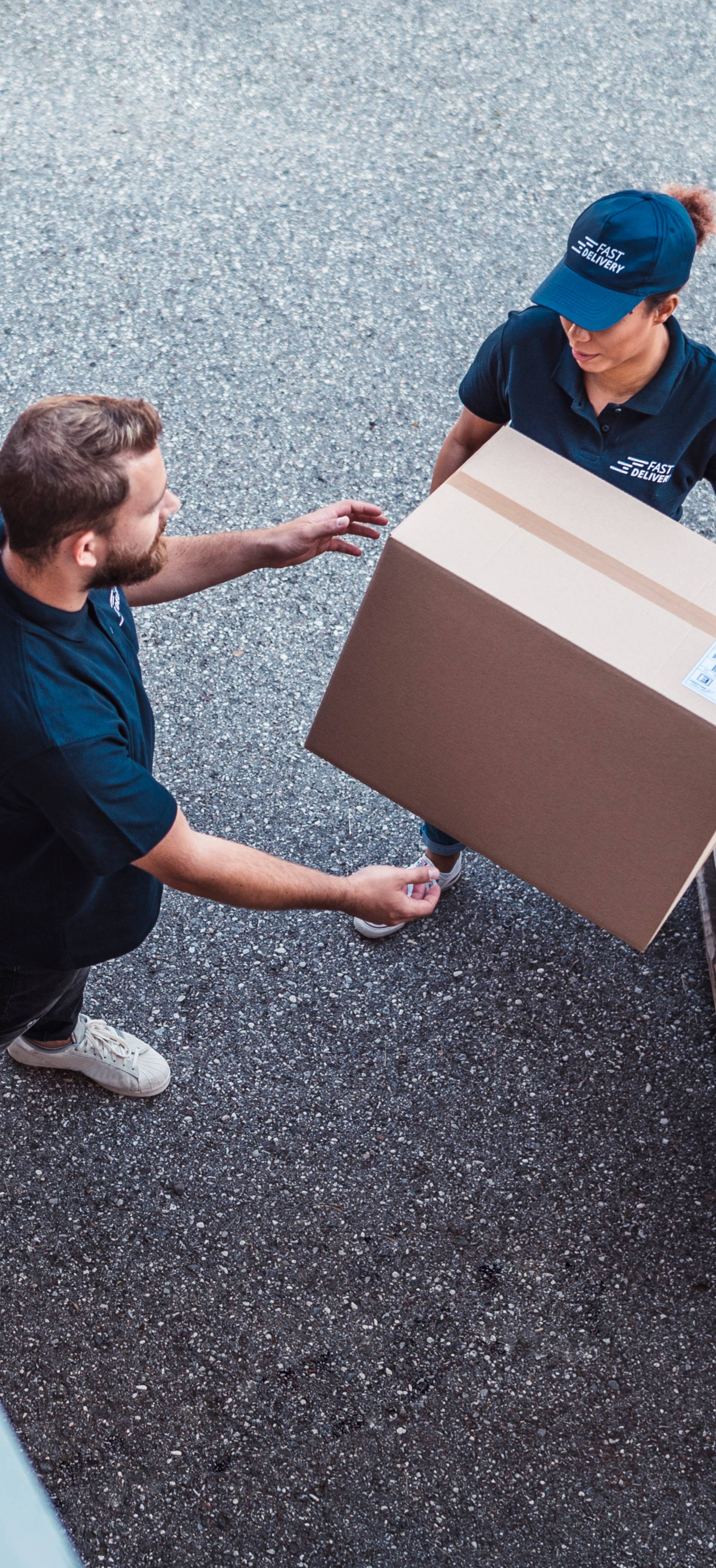 Moving cardboard boxes from a van