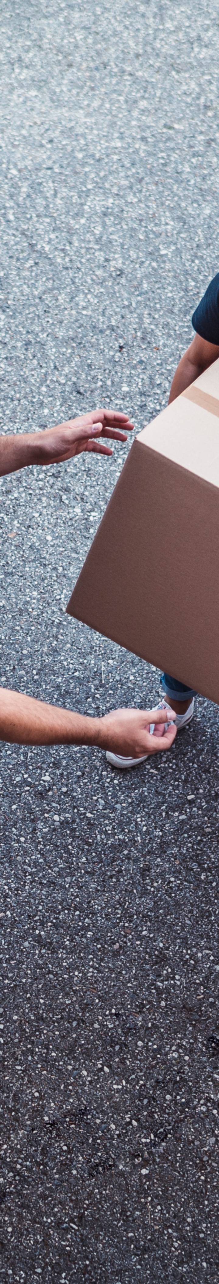 Moving cardboard boxes from a van
