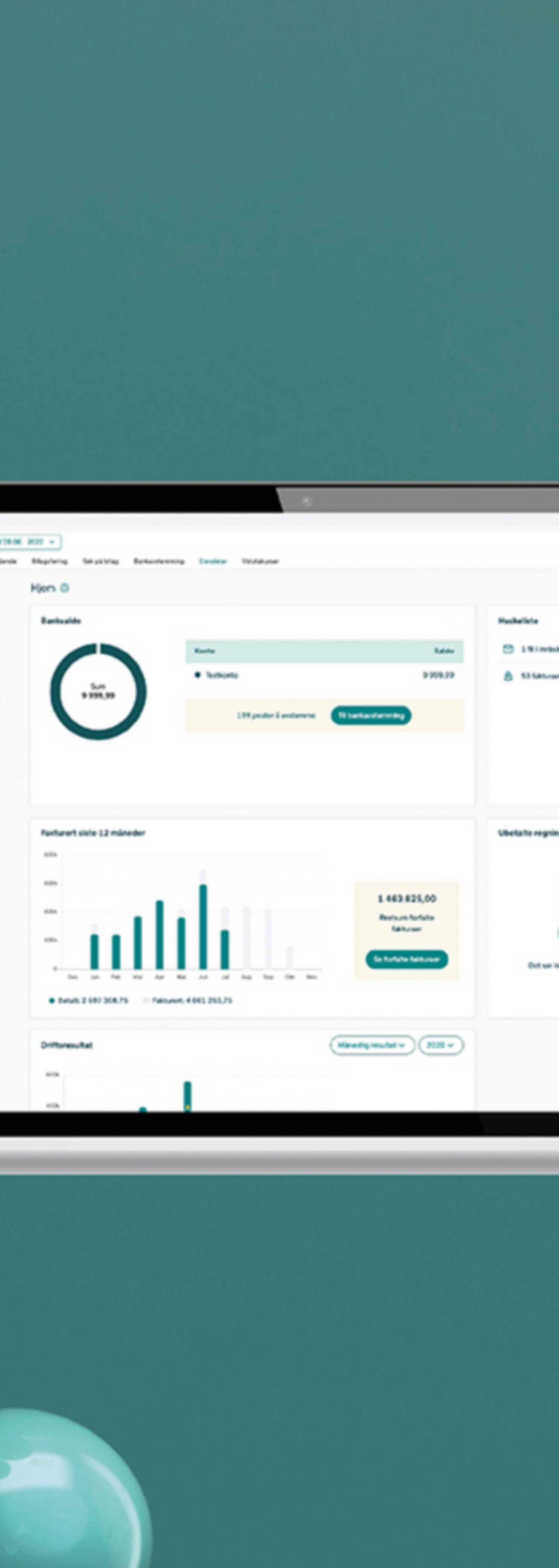 Illustration of the accounting system DNB Regnskap dashboard on PC and mobile