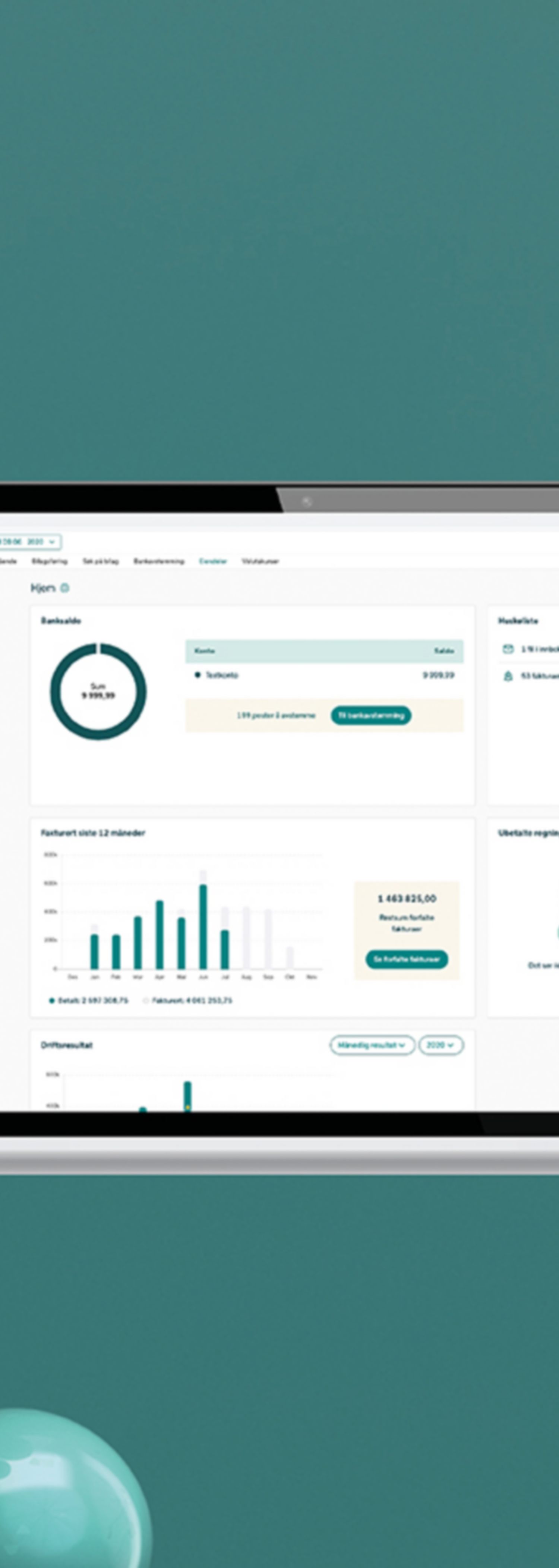 Illustrasjon av DNB Regnskap dashbord på PC og mobil
