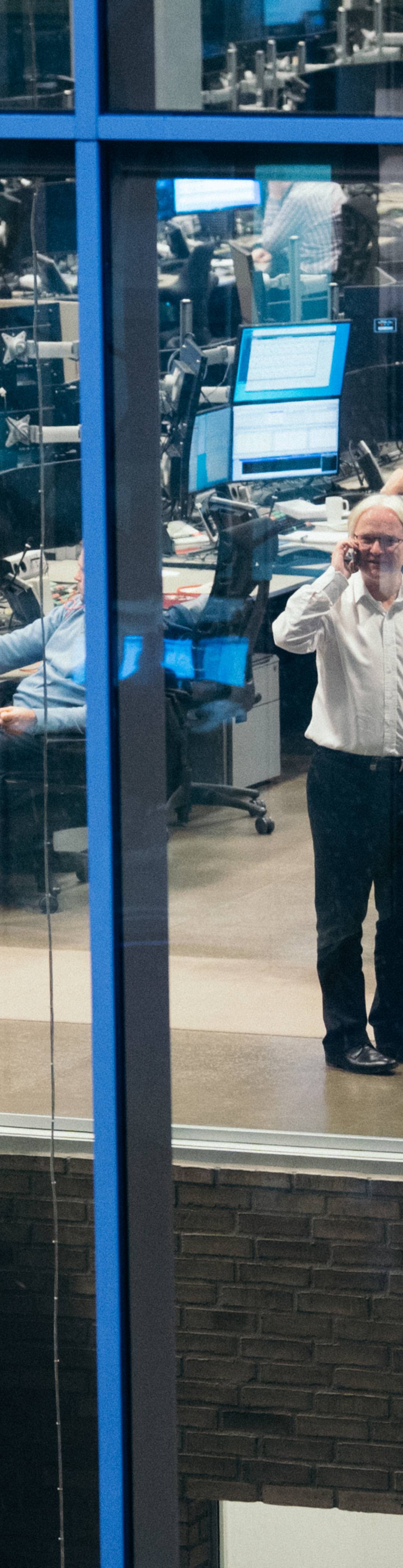 Trading floor seen from outside