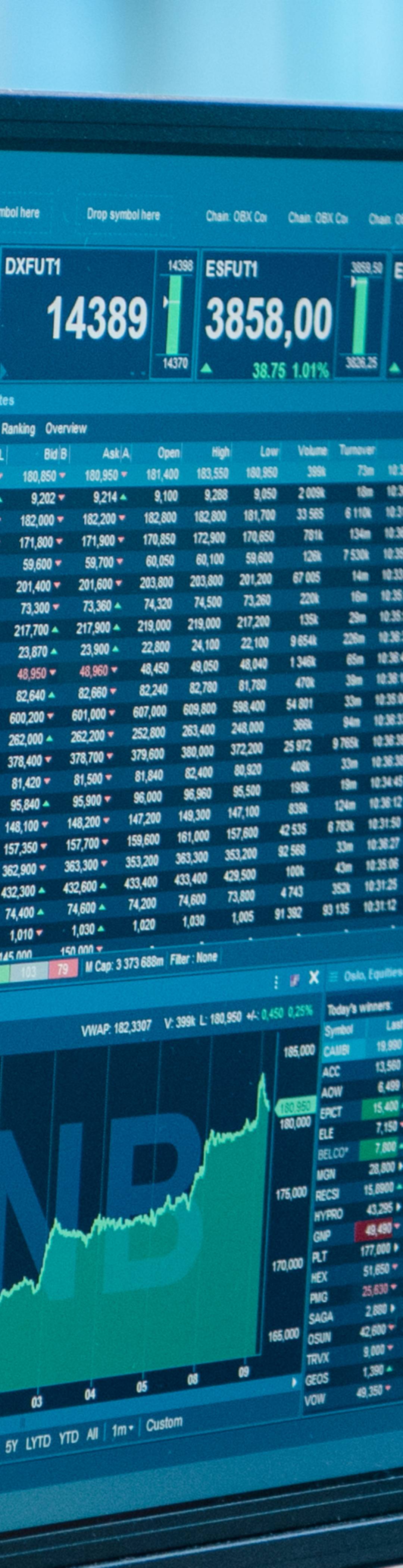 Screen showing Infront by DNB being used by an equity trading customer.