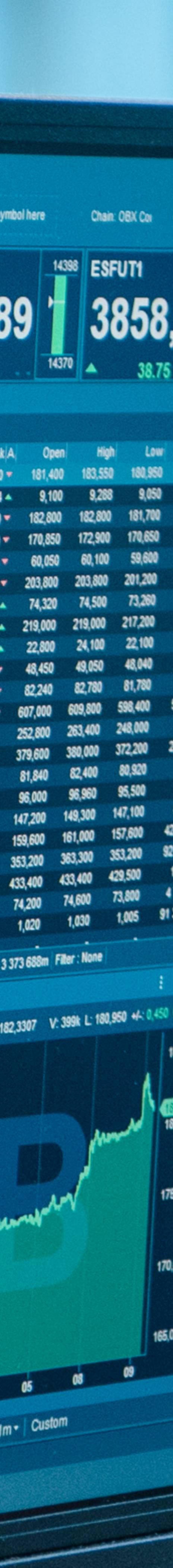 Screen showing Infront by DNB being used by an equity trading customer.