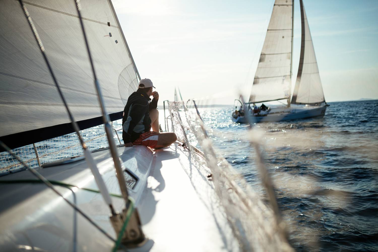 Man on sailing boat