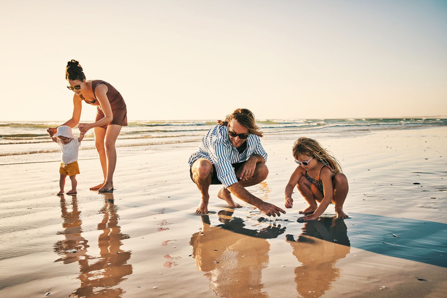 Familie på strand