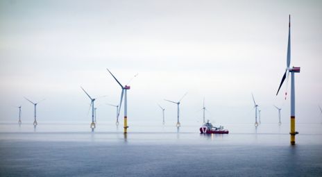 picture of Wind turbines out at sea