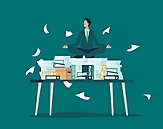 Illustration of a man on top of a desk