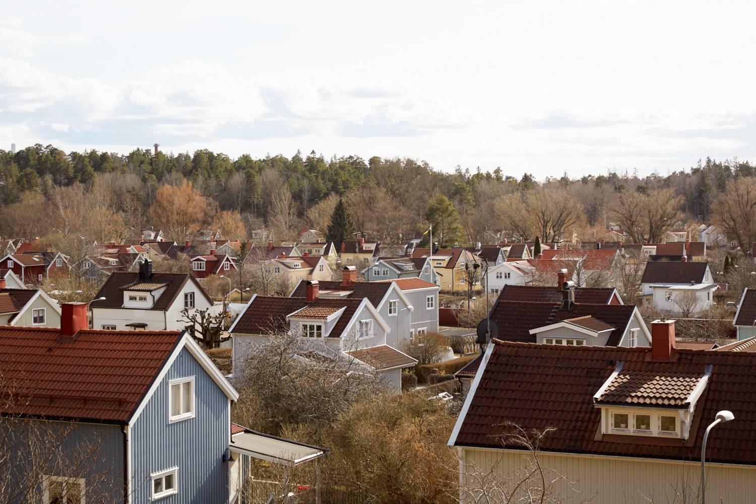Oversiktsbilde av nabolag med hus