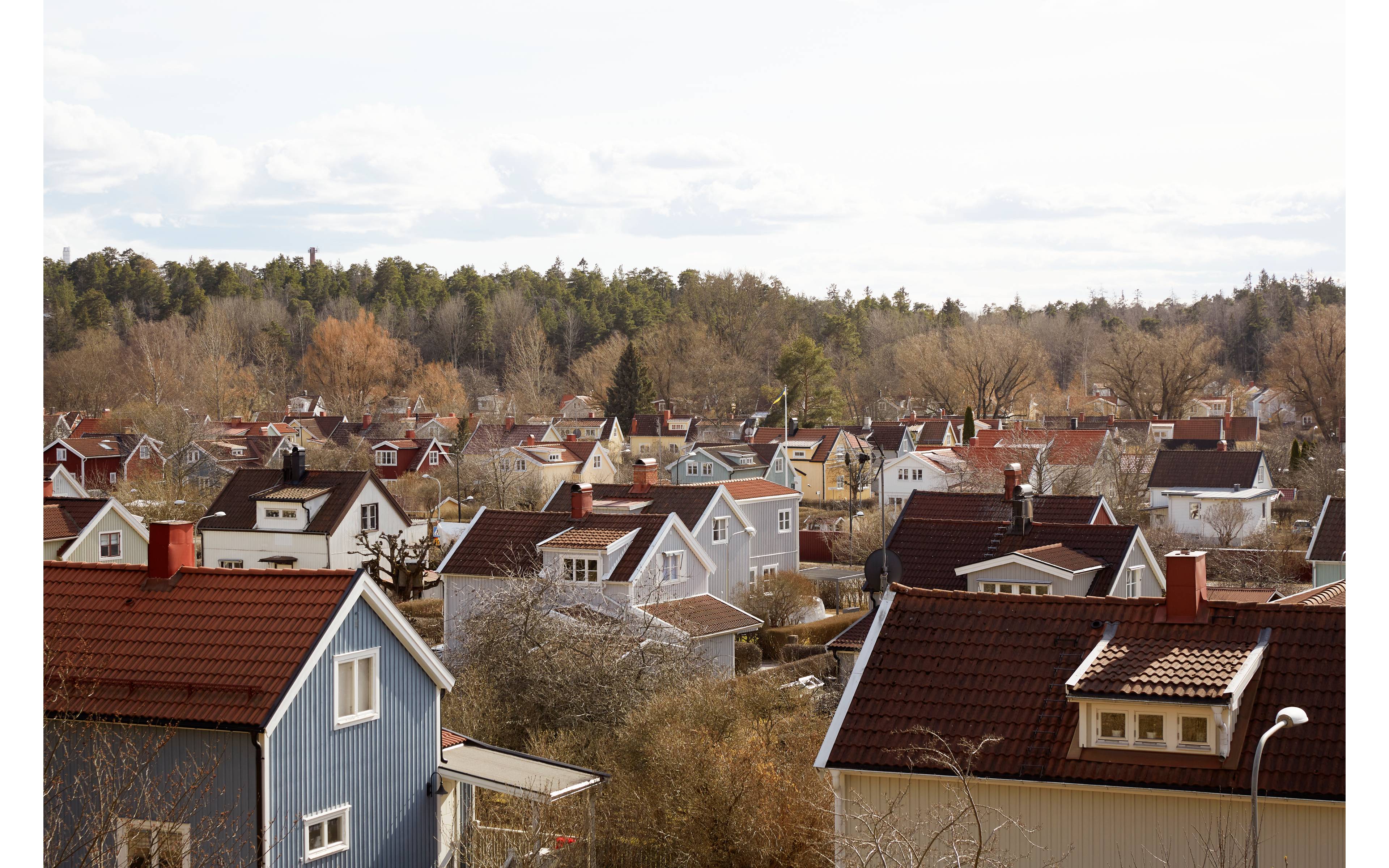 Oversiktsbilde av nabolag med hus