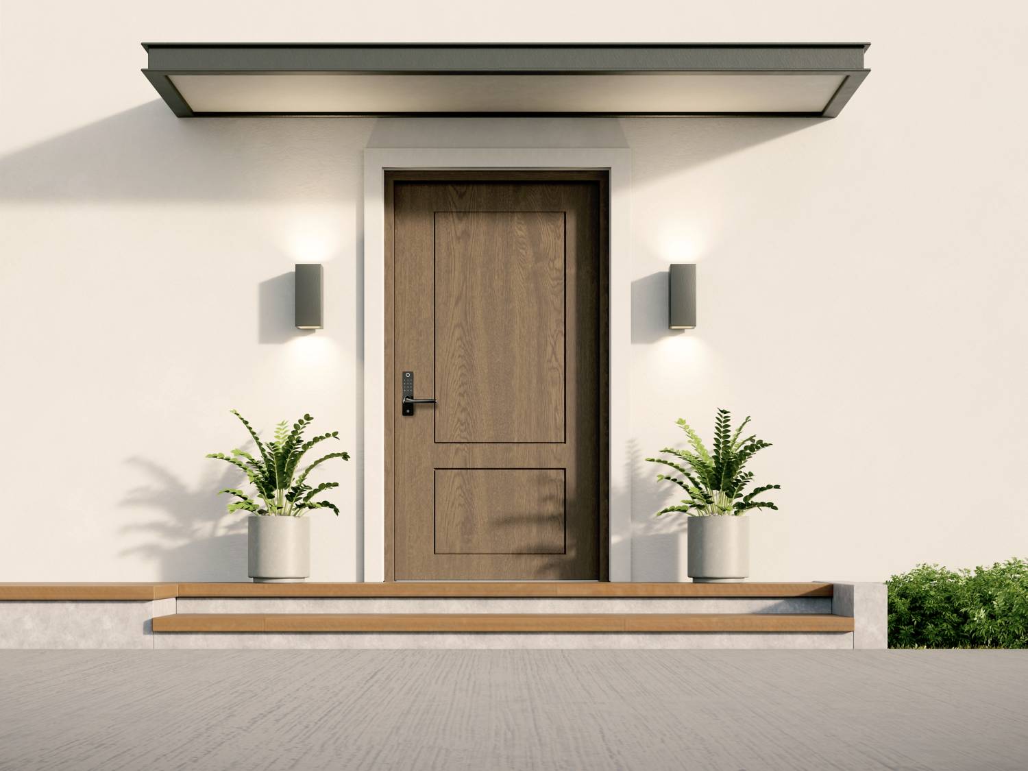 Moderne hus med l�st d�r