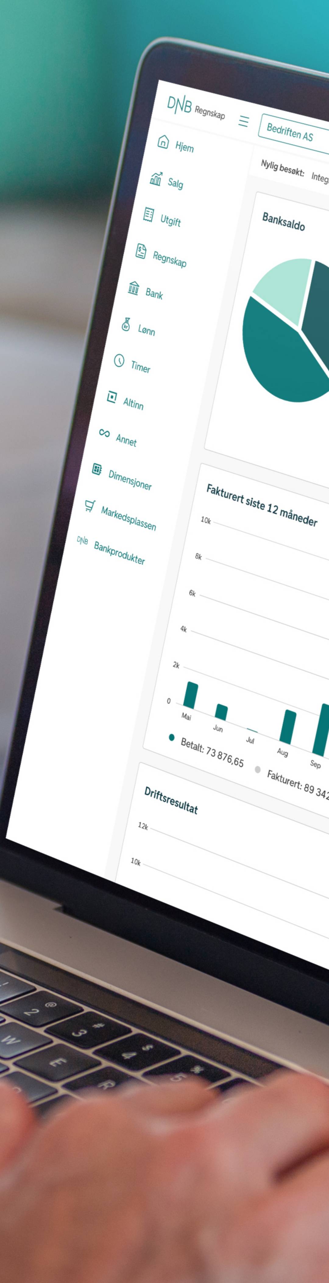 en pc med DNB Regnskap på skjermen