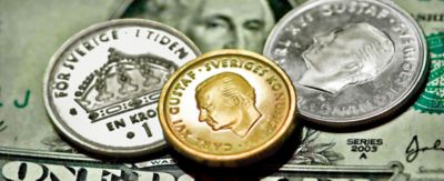 Mynt, svenska kronor i olika valörer